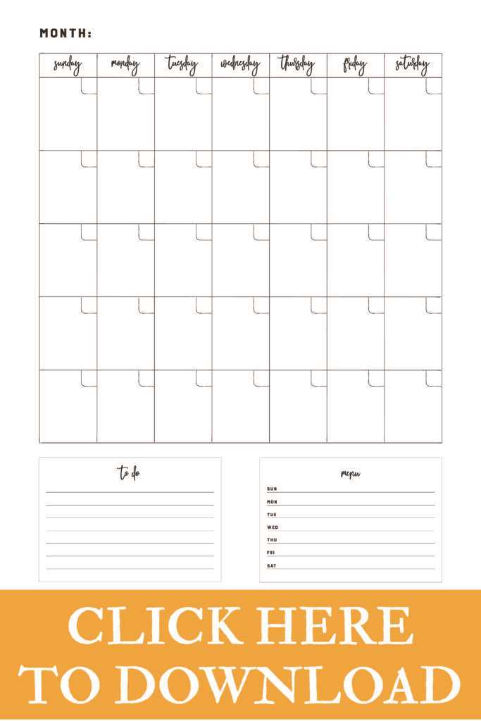 free calendar template printable