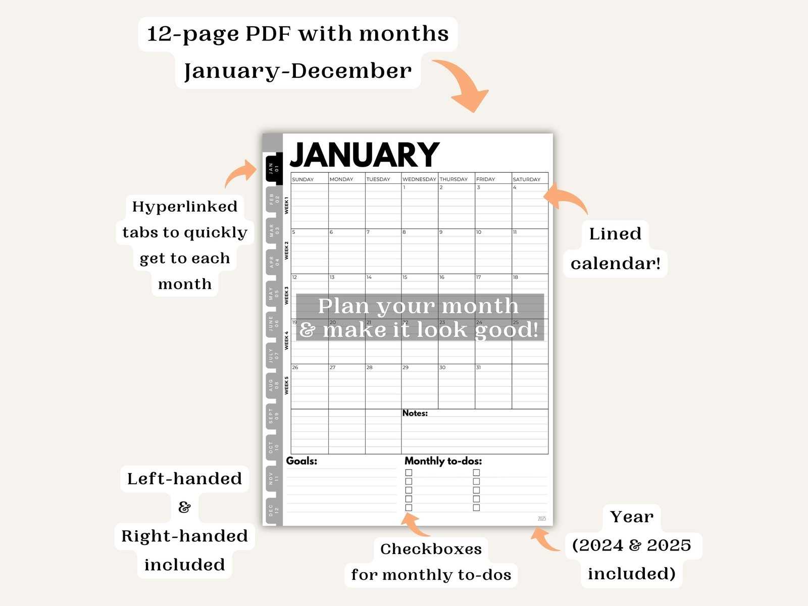 remarkable calendar template 2025