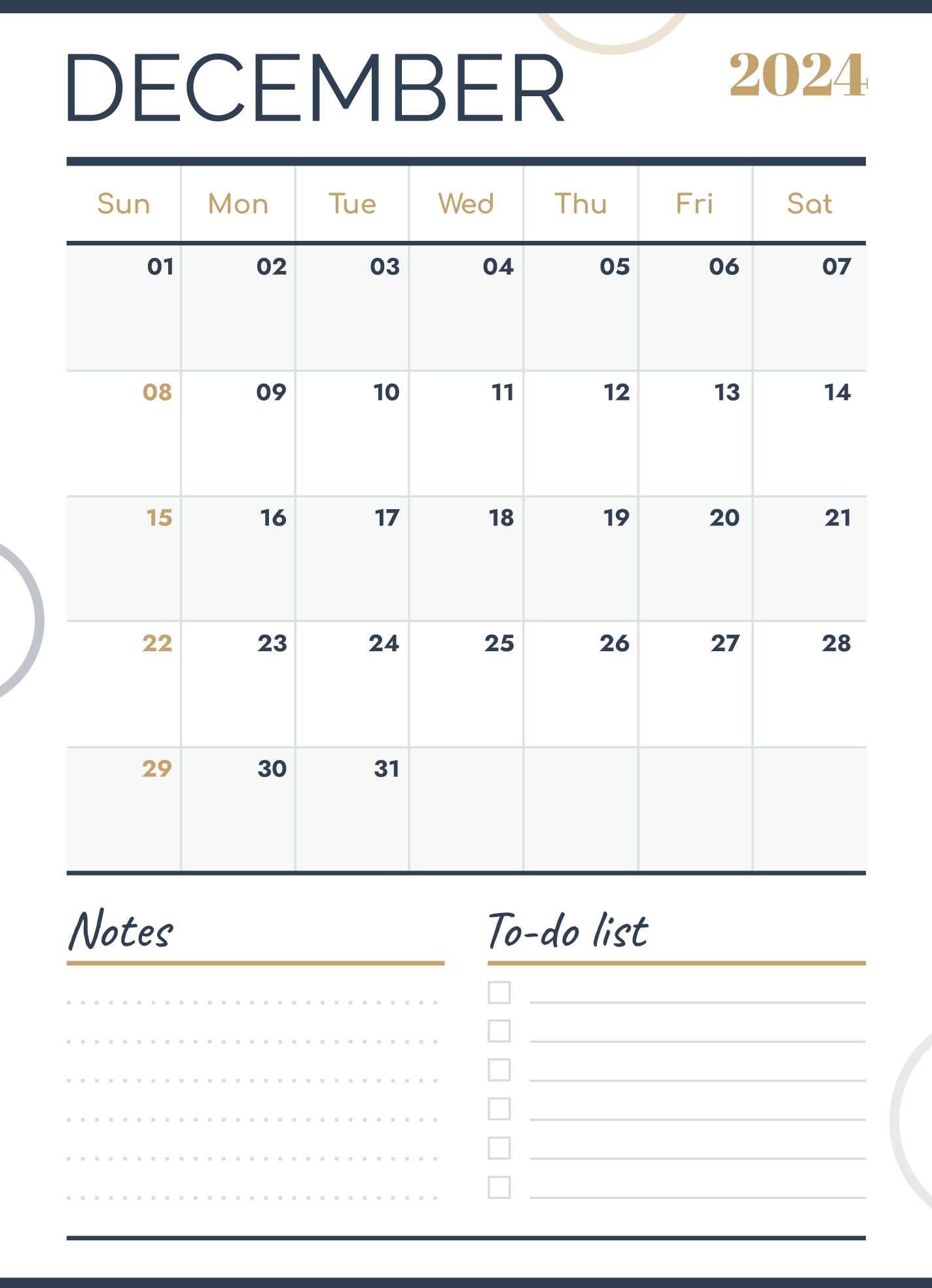 dec calendar template