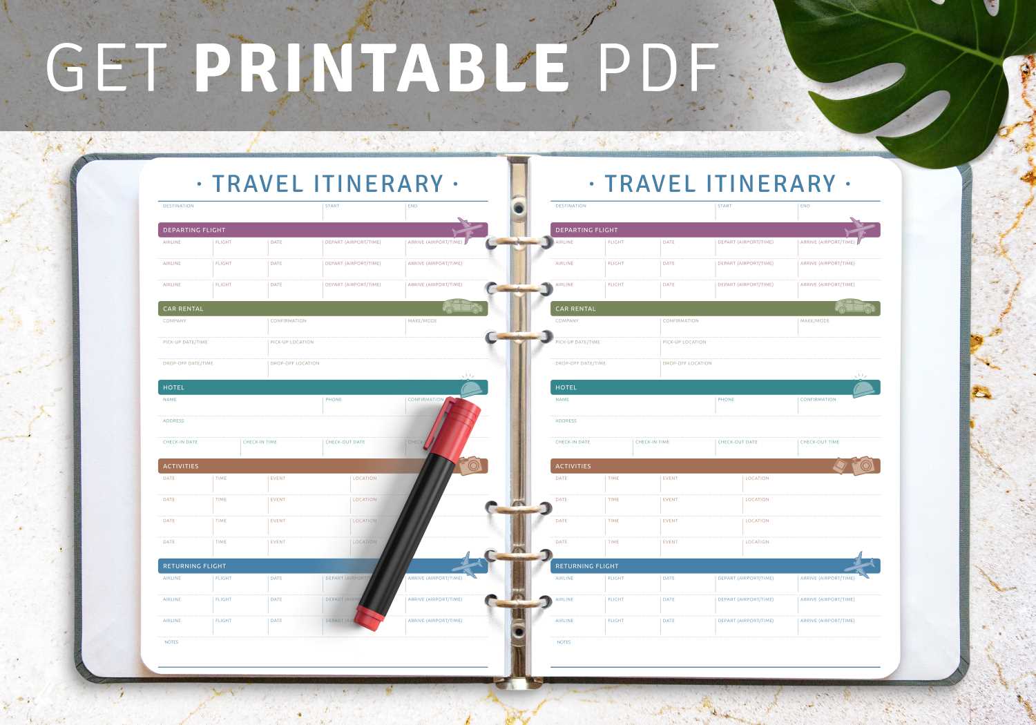 travel calendar template free