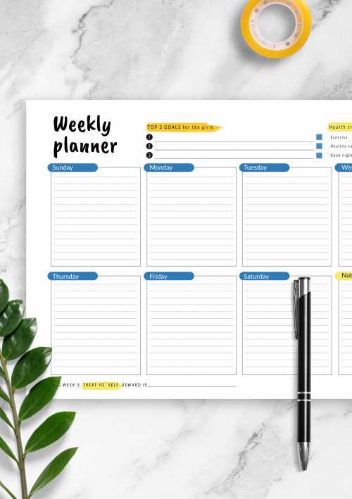 free work week calendar template