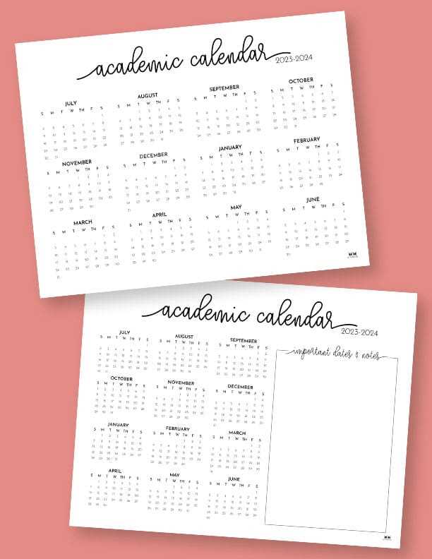 academic year calendar template