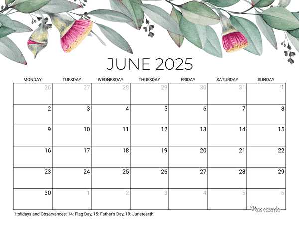 blank calendar template june 2025