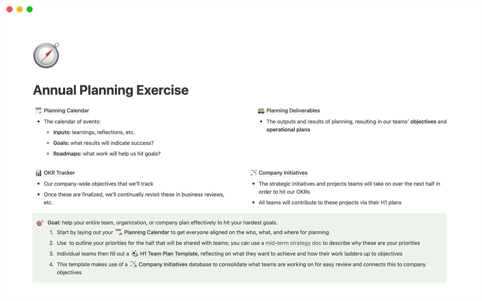 strategic planning calendar template