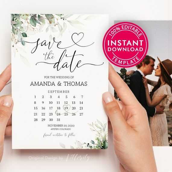 wedding save the date calendar template