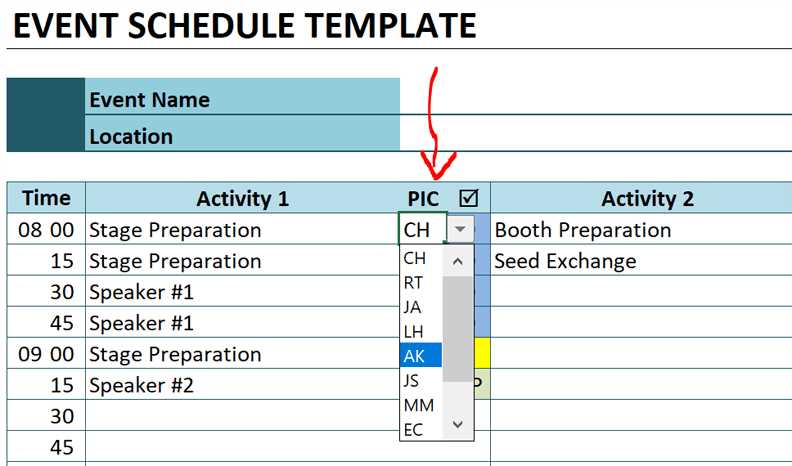 event calendar spreadsheet template