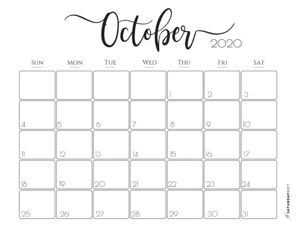 cute october calendar template