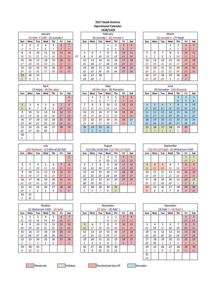 operational calendar template