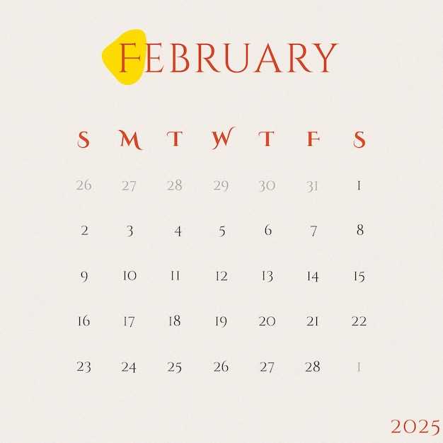 calendar feb 2026 template