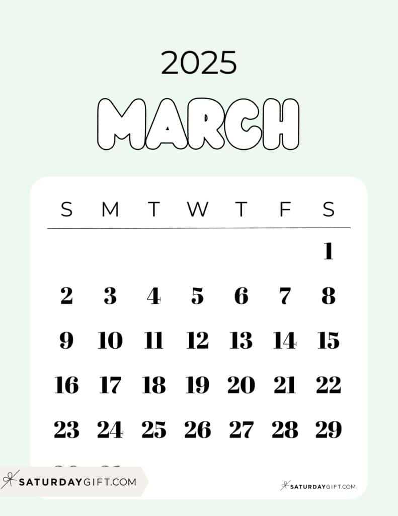 march calendar 2025 template