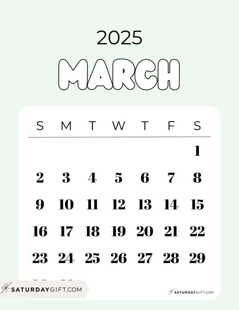 march calendar 2026 template