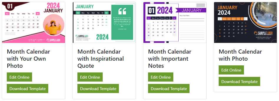 free online calendar template