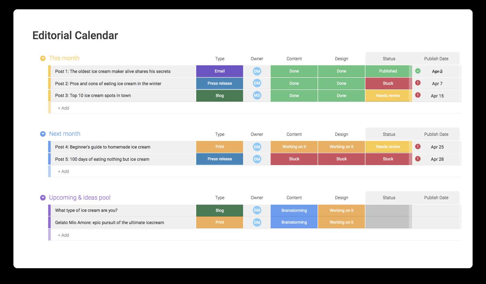 annual editorial calendar template