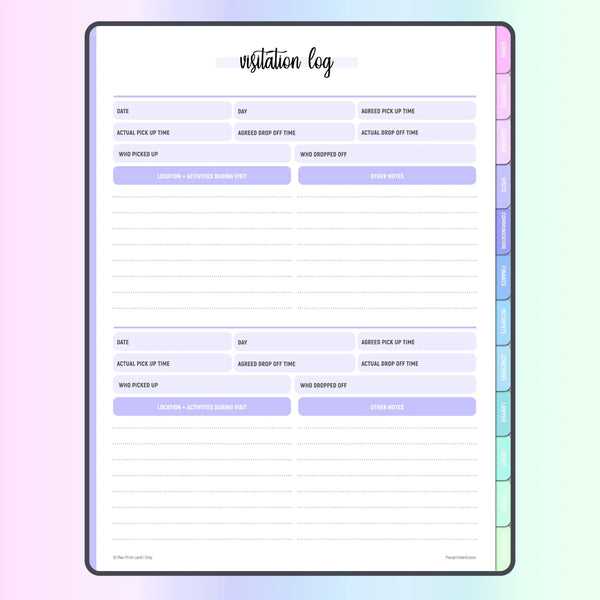 child custody calendar template