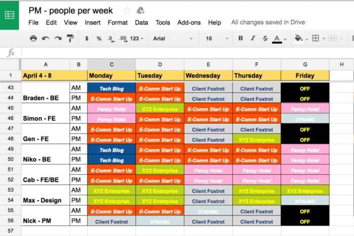 resource calendar pmp template