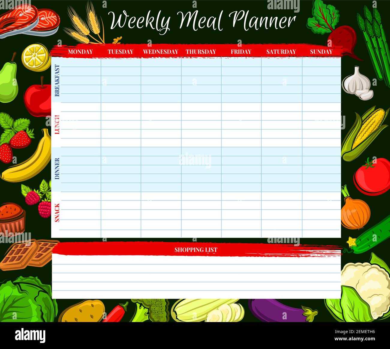 menu calendar template