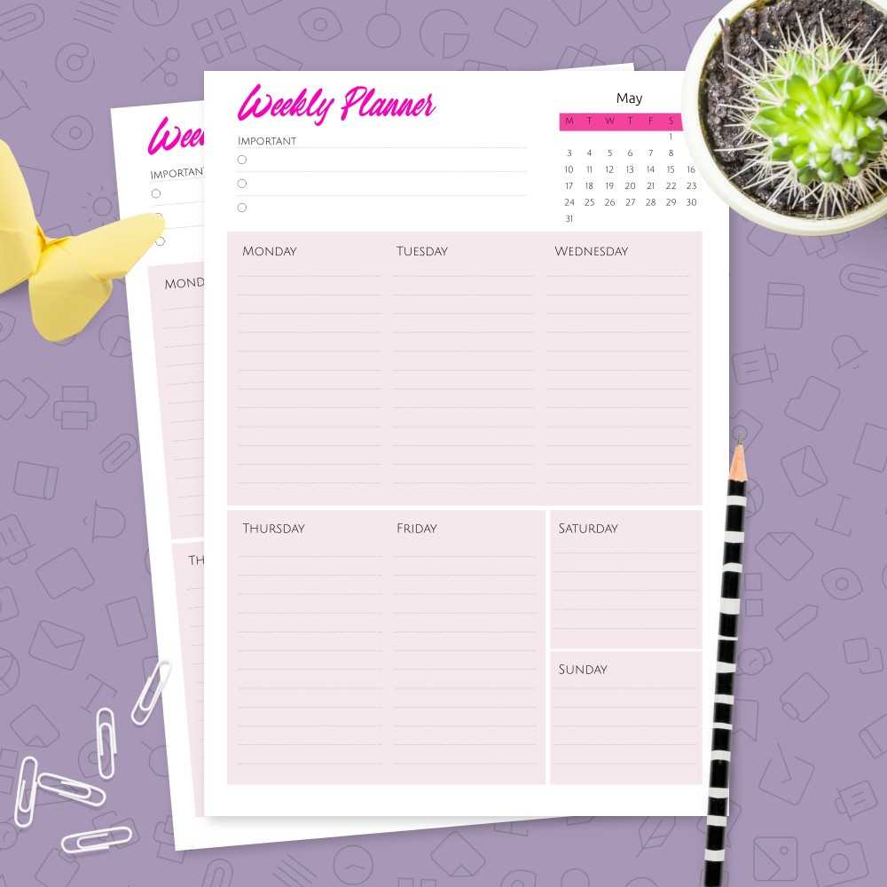 a week at a glance calendar template