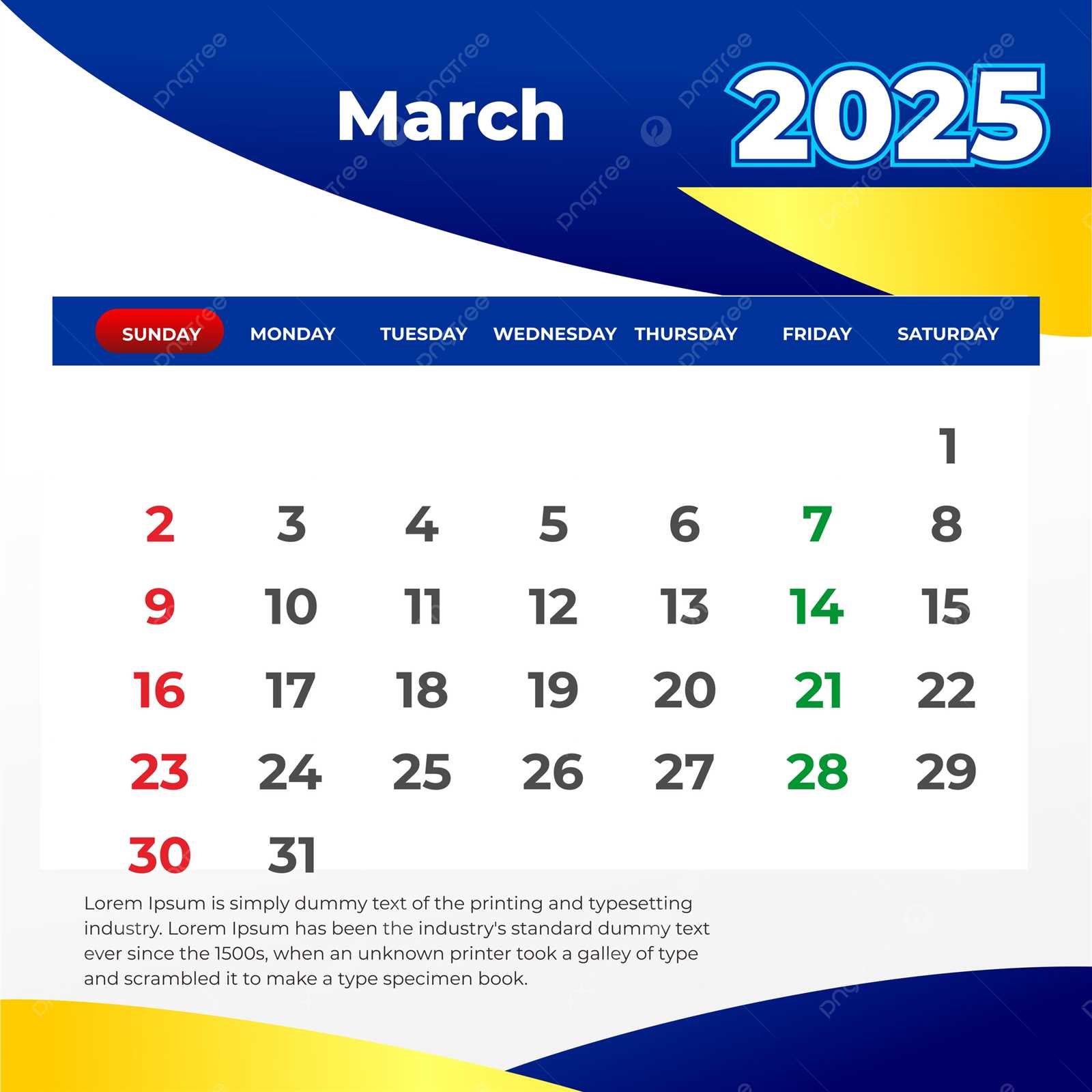 march calendar template 2025