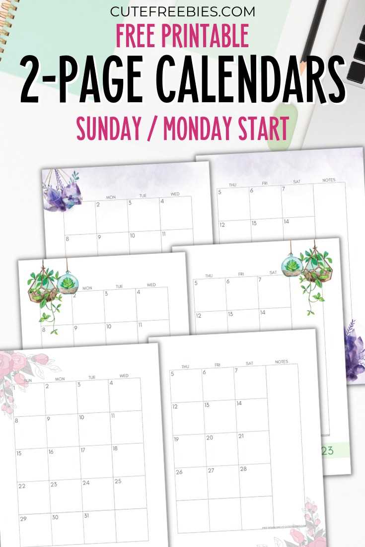 full page monthly calendar template