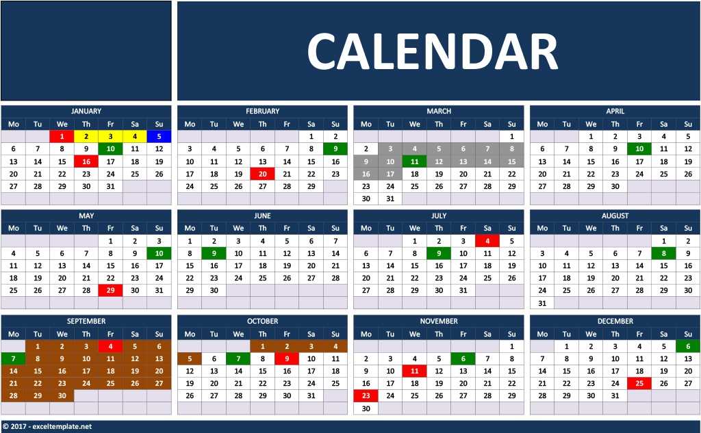 full year calendar template