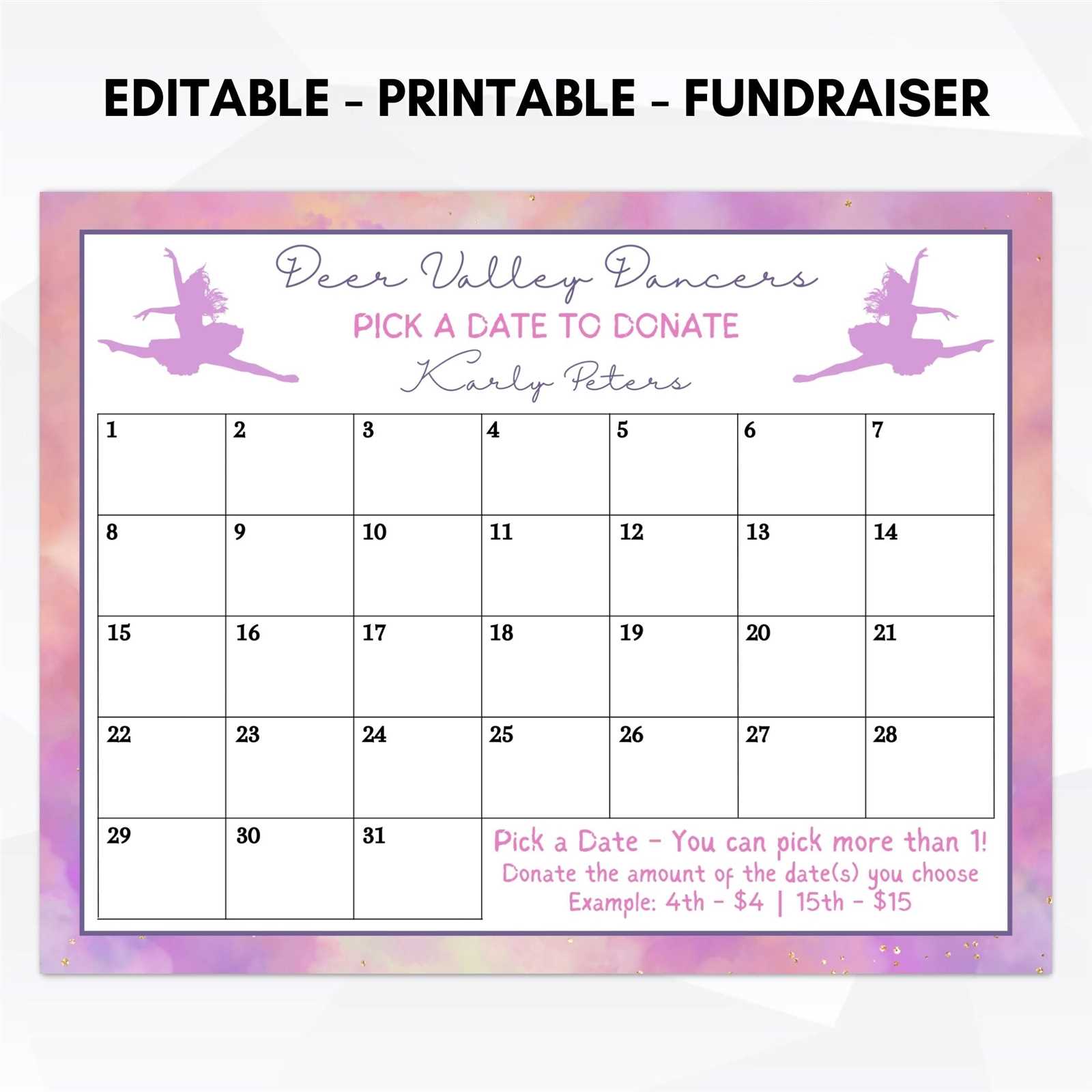 fundraising calendar template free download