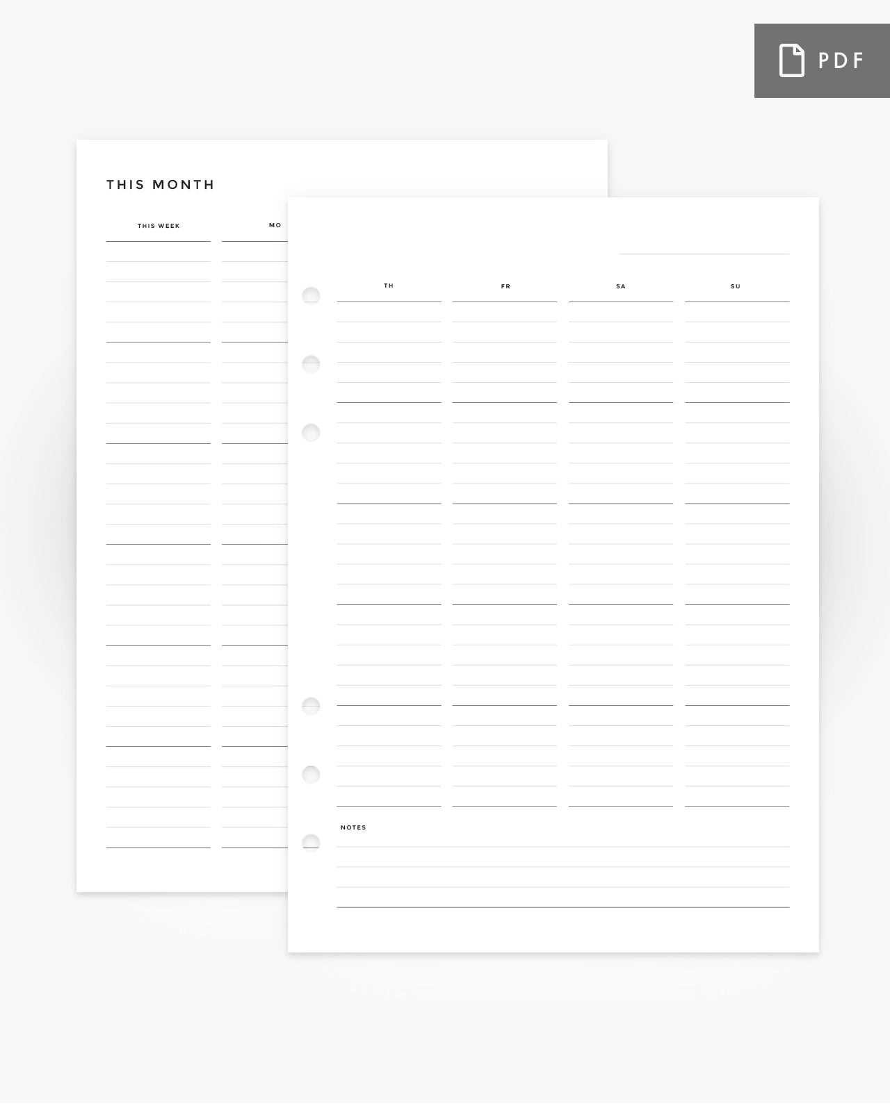 lined calendar template