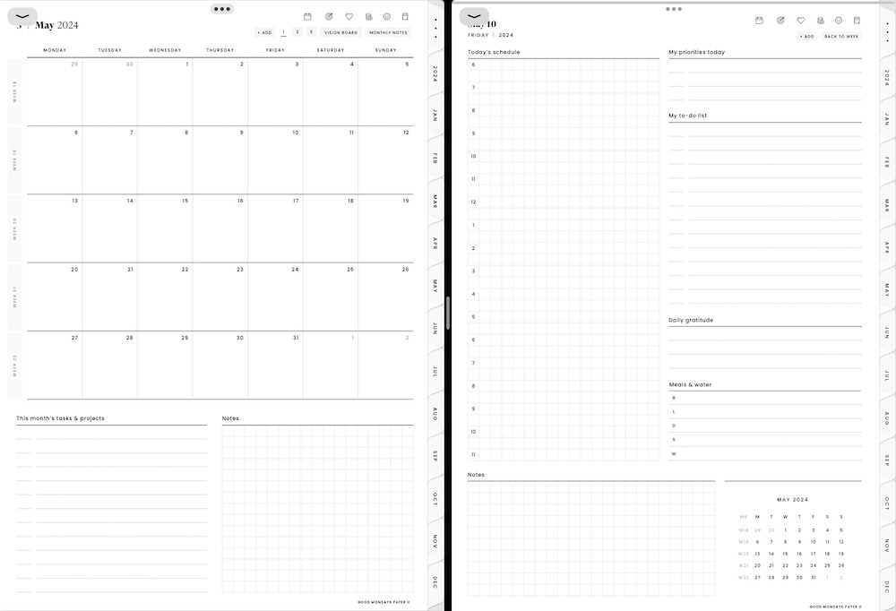 free calendar template goodnotes