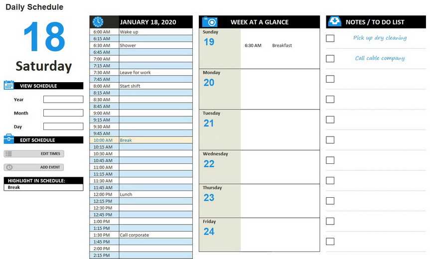 45 day calendar template