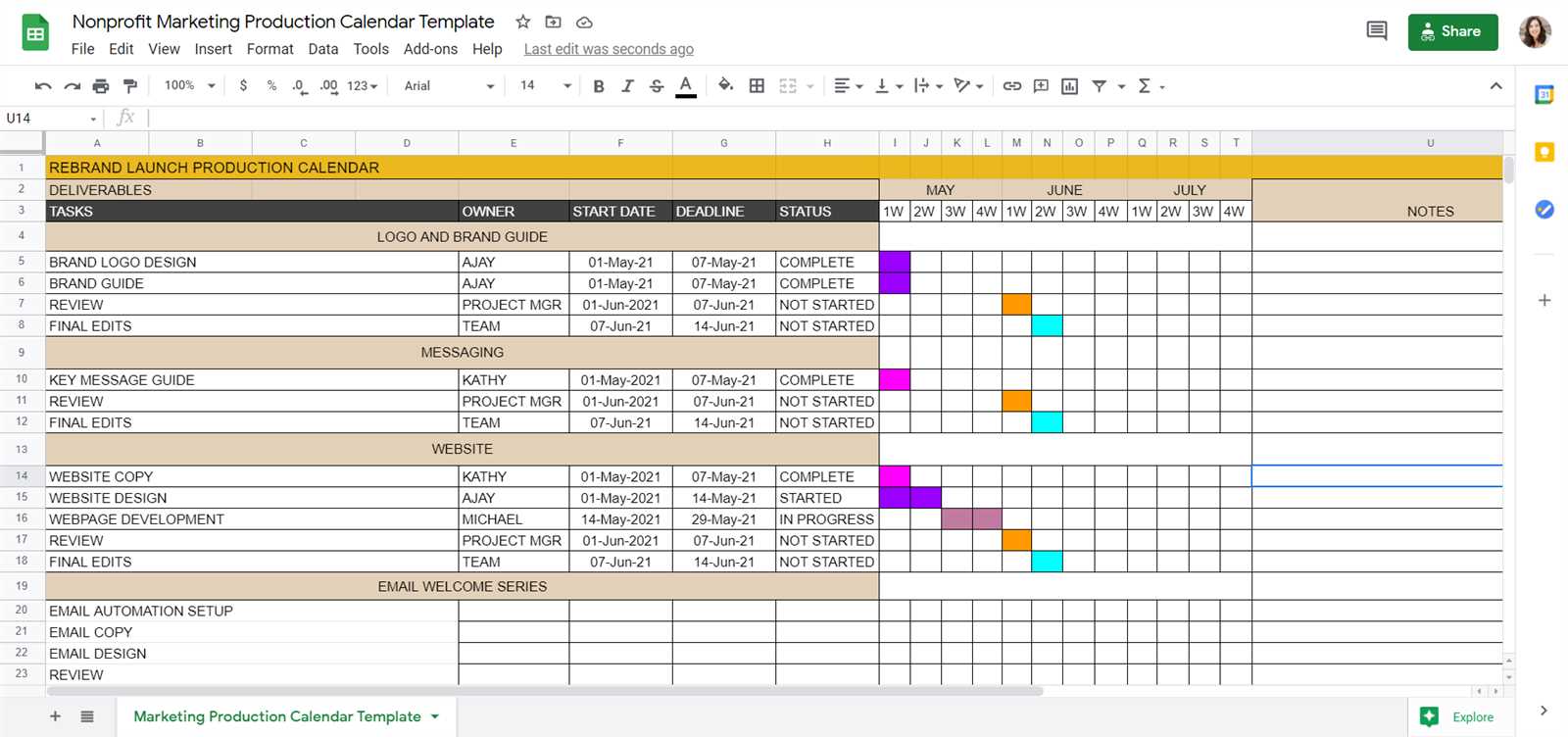 nonprofit social media calendar template