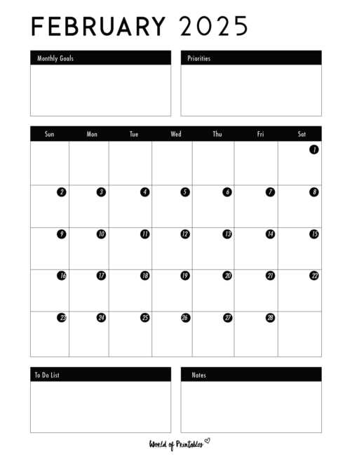 feb 2025 calendar template