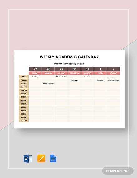 academic calendar template free