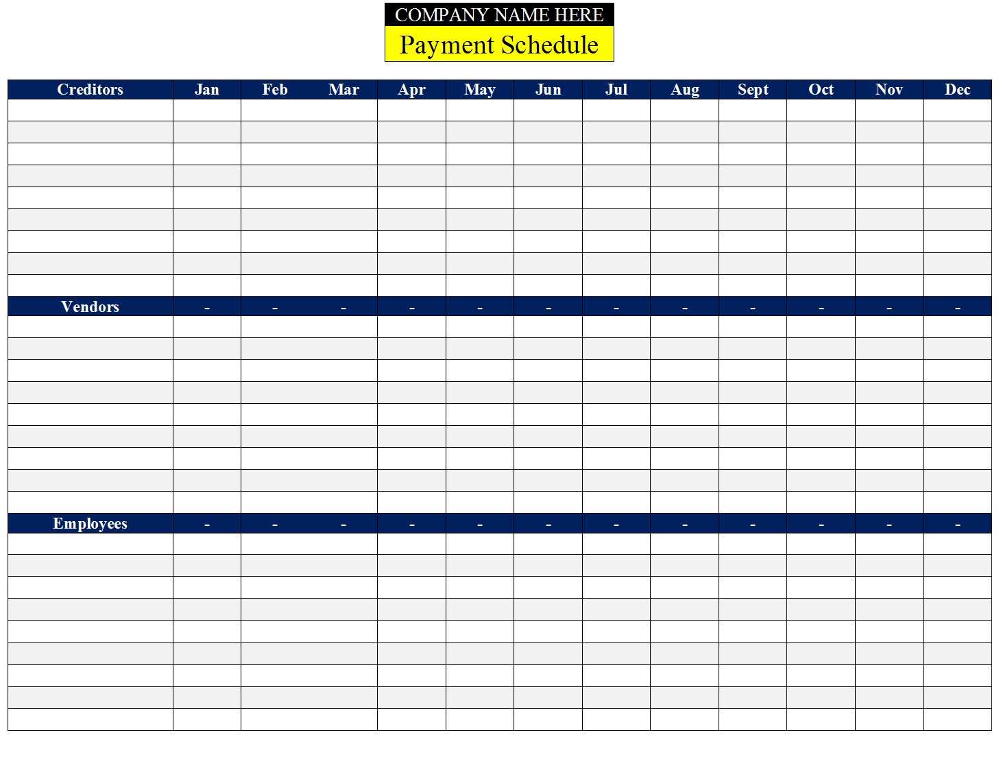 bill payment calendar template