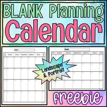 blank calendar template portrait