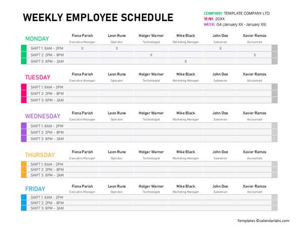 calendar shift work template