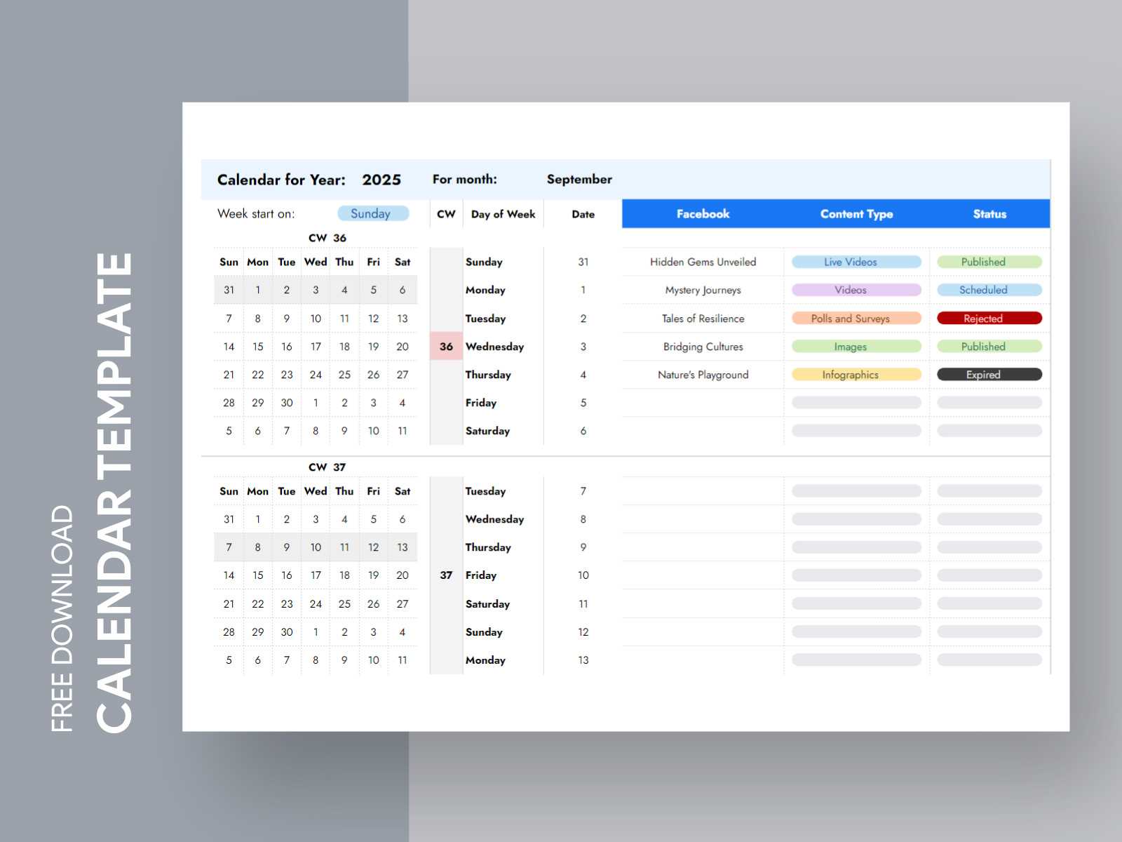 broadcast calendar template