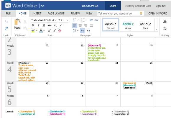 project planning calendar template