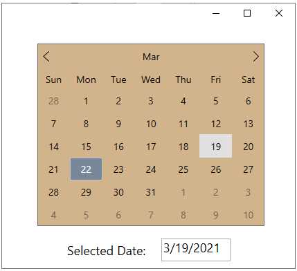 wpf calendar template