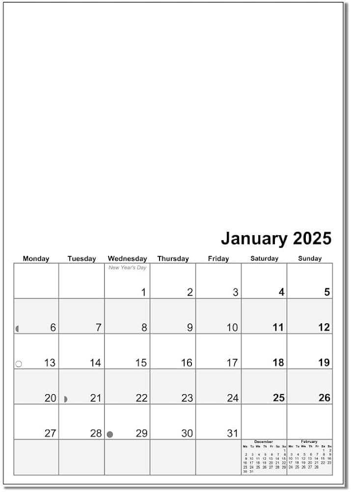 empty calendar template 2025