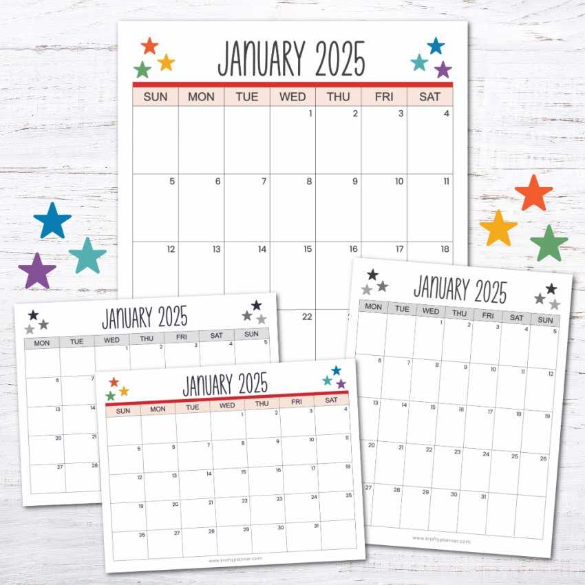 monthly calendar template 2025 free