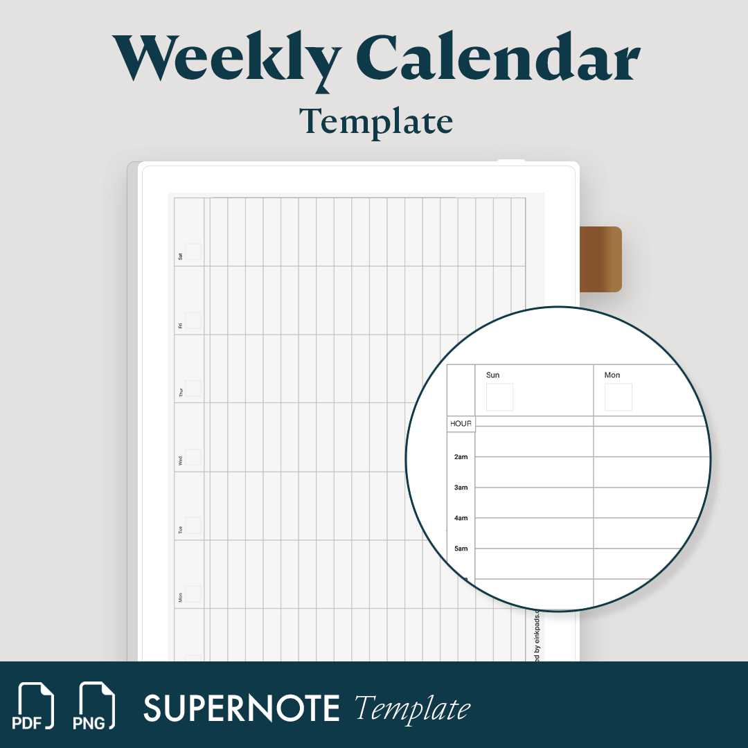 weekly calendar hourly template