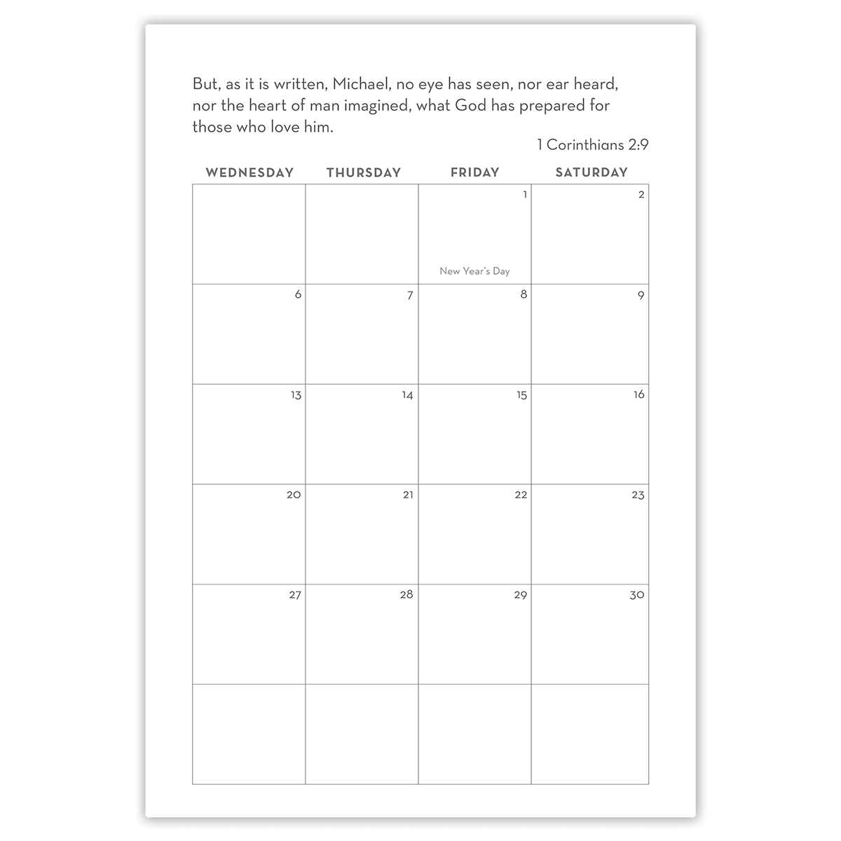 weekly prayer calendar template