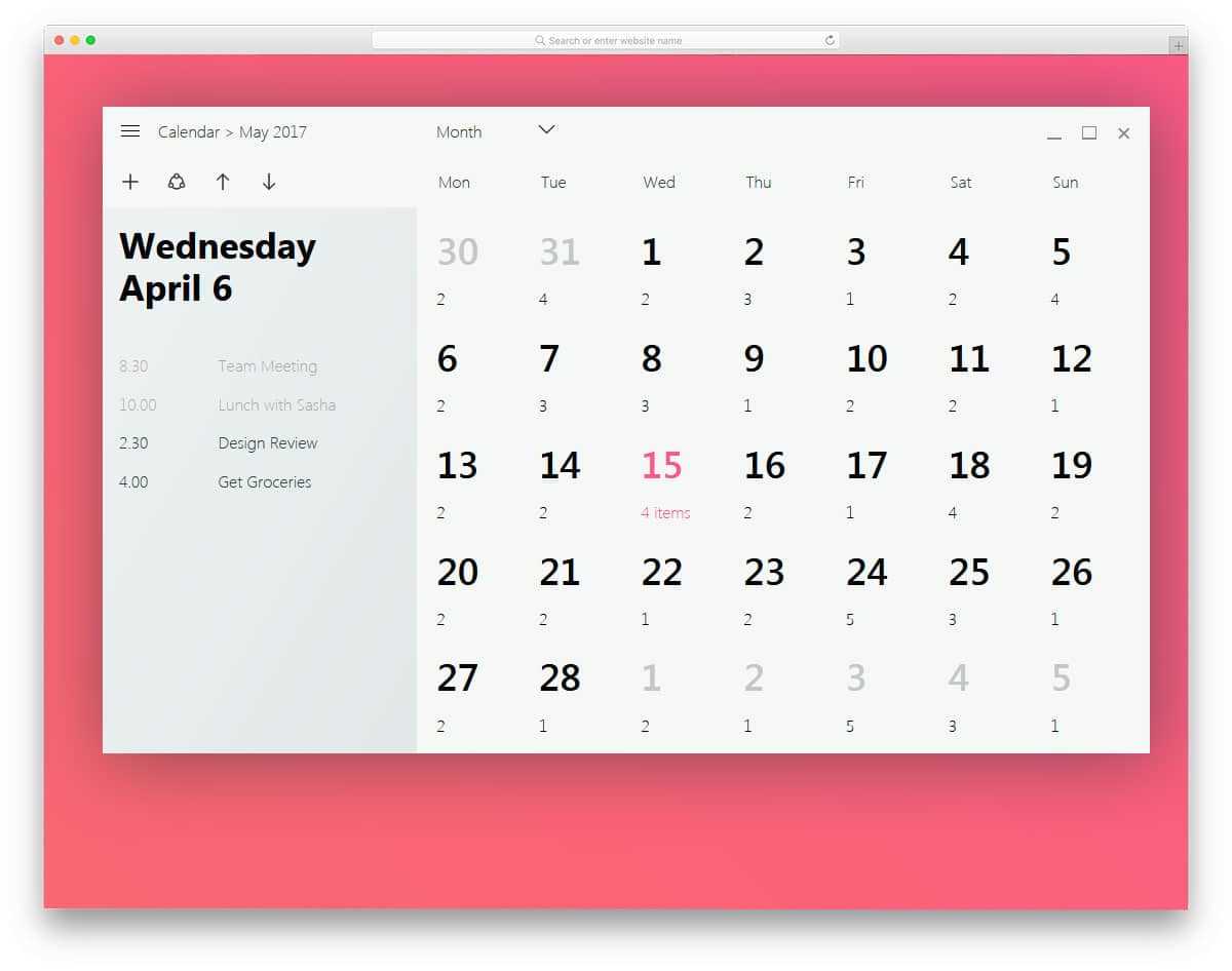 calendar site template