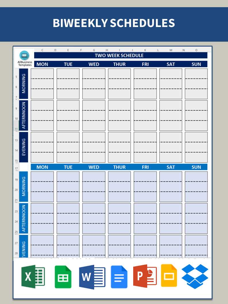 two week calendar template