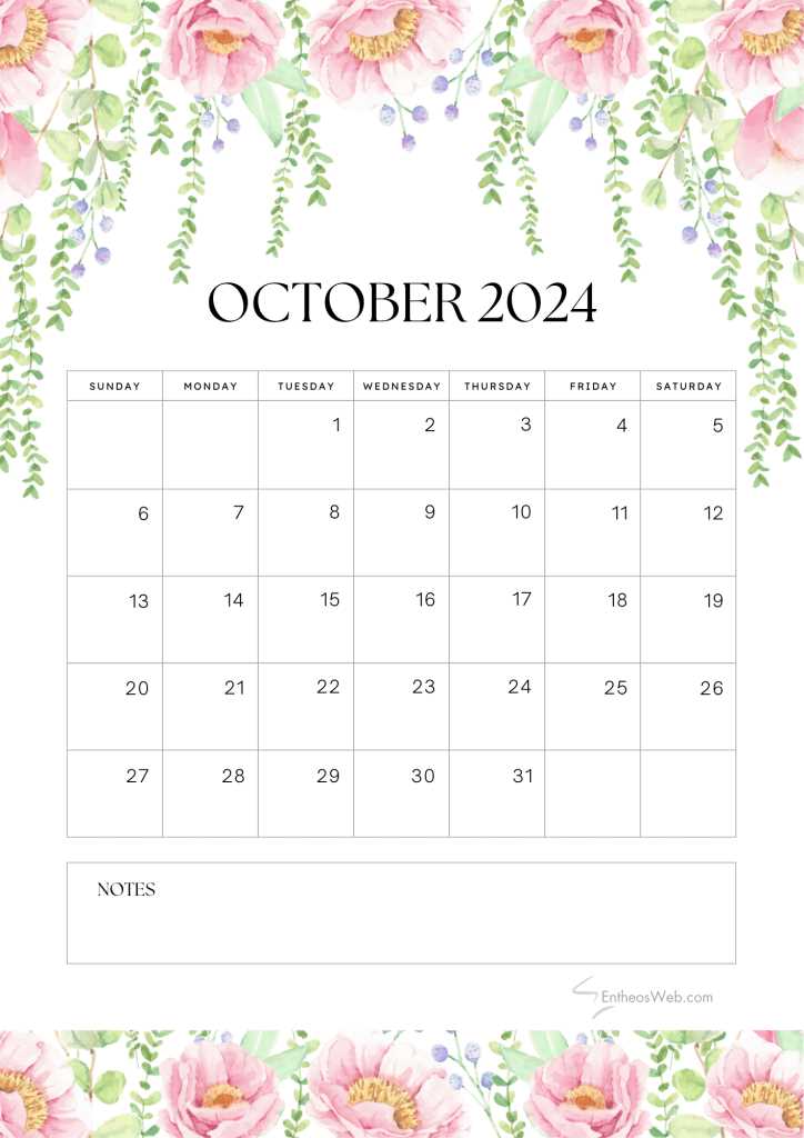 october calendar template free