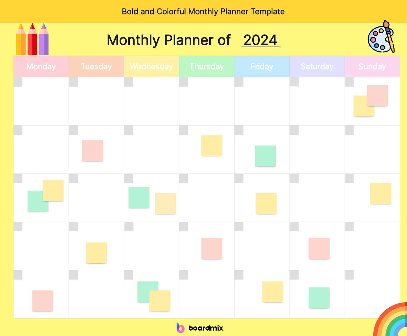 template monthly calendar