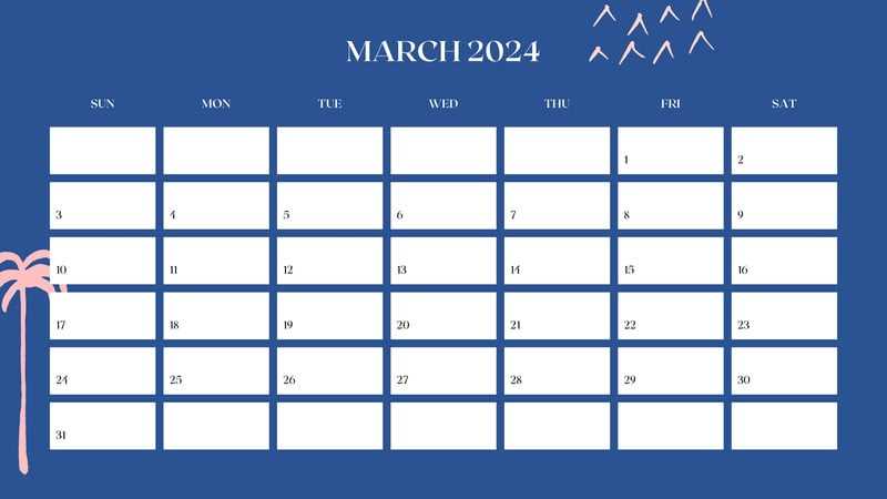 printable march calendar template