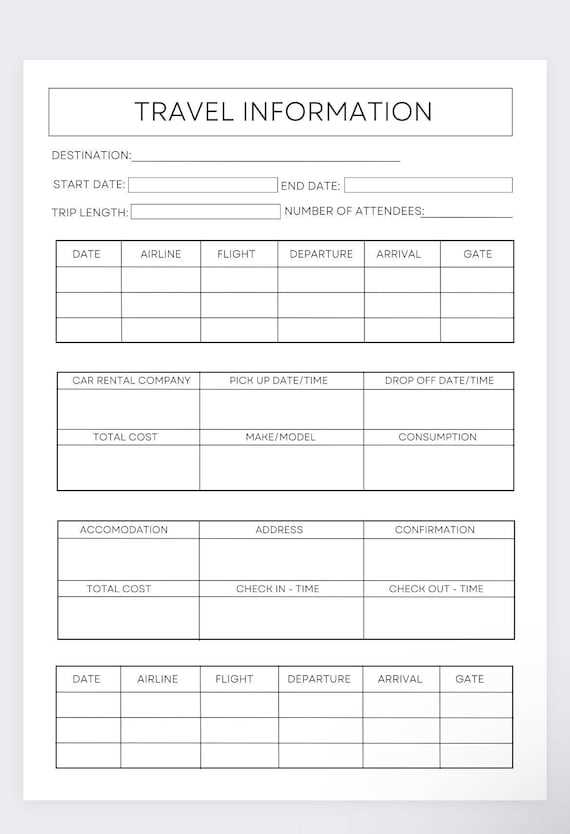 vacation itinerary calendar template