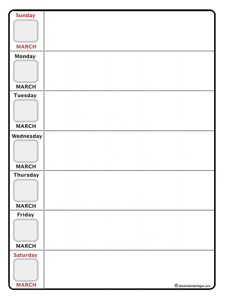 7 day calendar printable template