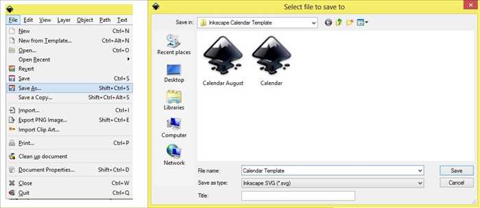 inkscape calendar template