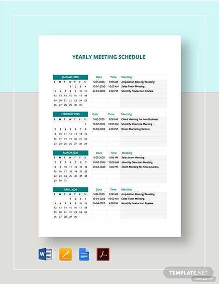 meeting calendar schedule template